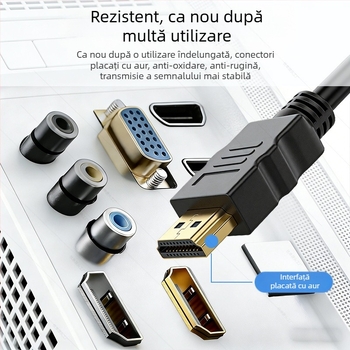 Cablu adaptor HDMI către VGA pentru laptop/desktop către monitor; rezoluție 1920x1080; lungime 1.8/3 m; model YD-C188