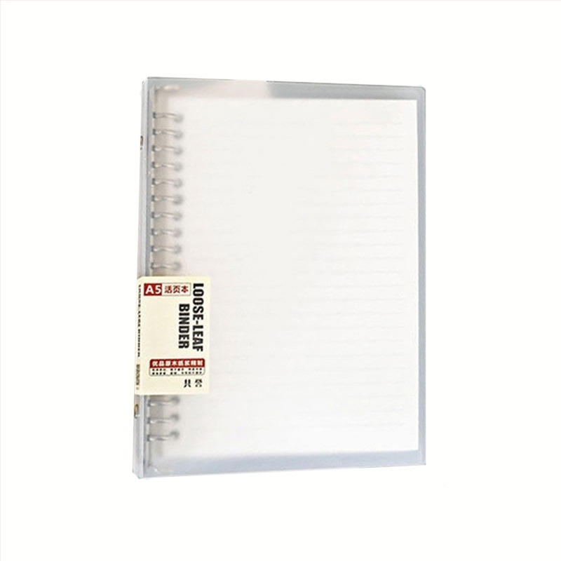 Binder transparent din PP pentru foi cu găuri, formate A5/B5/A4, capacitate mare, 60 de foi, găuri 20/26/30, cu inserții înlocuibile