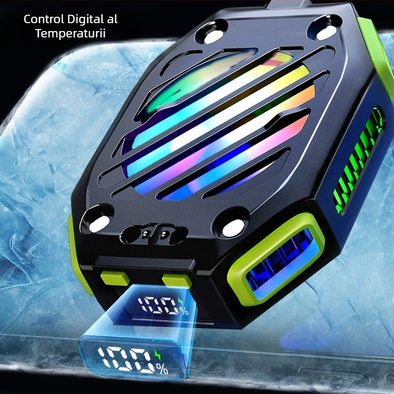 Radiator de răcire pentru telefon cu baterie magnetică detașabilă, overclocking în 7 trepte, 18W Type-C, model X111