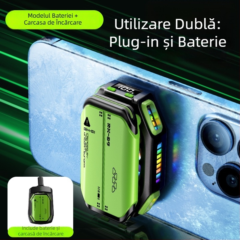 Radiator de răcire pentru telefon cu baterie magnetică detașabilă, overclocking în 7 trepte, 18W Type-C, model X111