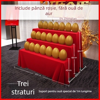 Suport pentru ouă aurii din oțel inoxidabil, trei etaje, pentru afișaj loterie – stil Japonez-Coreean – ambalaj cadou