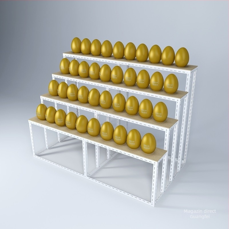 Suport pentru ouă aurii din oțel inoxidabil, trei etaje, pentru afișaj loterie – stil Japonez-Coreean – ambalaj cadou