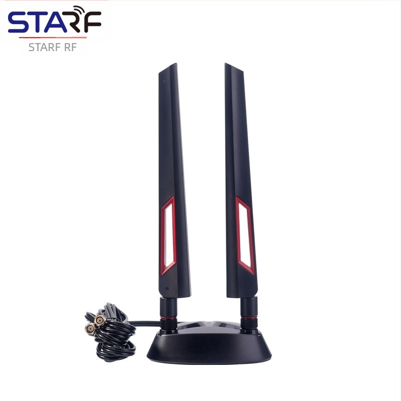 Antena pliabilă WiFi 6E dual-band 2.4G/5G pentru router/carte de rețea, omnidirecțională, interfață SMA (RP-SMA masculin), cablu de 2 m