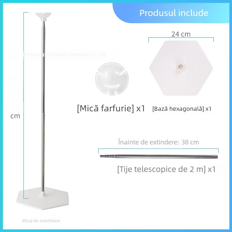 Bază rotundă din plastic pentru pungile cu apă, cu șasiu hexagonal telescopic și suport pentru baloane, pentru evenimente sportive în interior