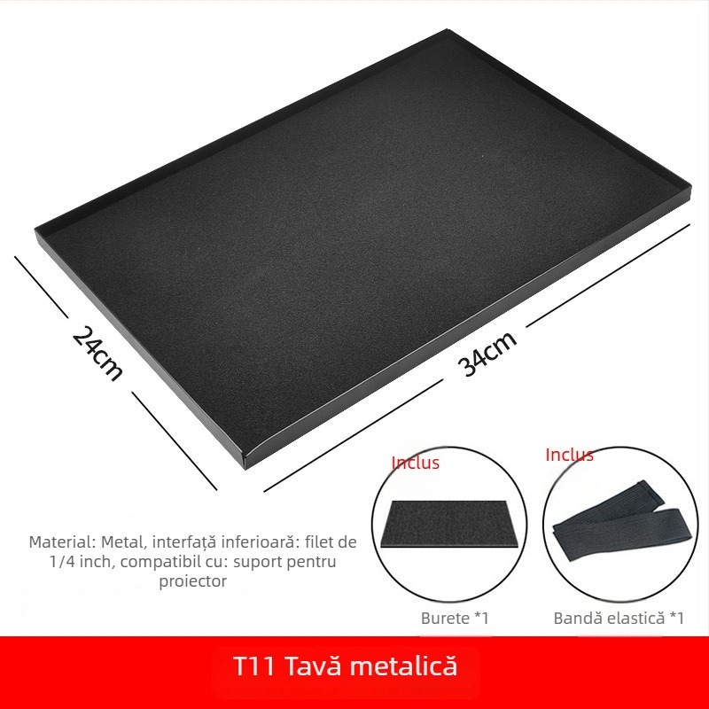 Suport metalic pentru proiector cu tavă universală, bază de podea telescopică, adaptor pentru trepied și raft de depozitare pentru proiector