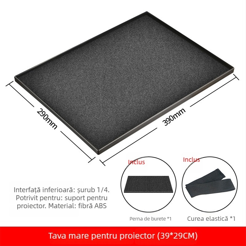 Suport metalic pentru proiector cu tavă universală, bază de podea telescopică, adaptor pentru trepied și raft de depozitare pentru proiector
