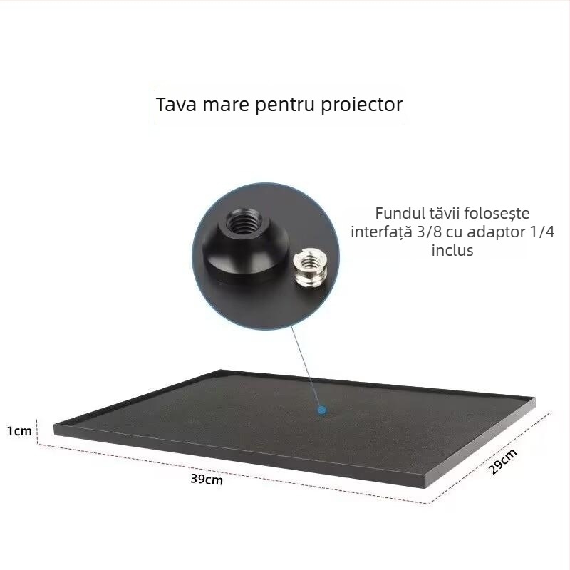 Suport metalic pentru proiector cu tavă universală, bază de podea telescopică, adaptor pentru trepied și raft de depozitare pentru proiector