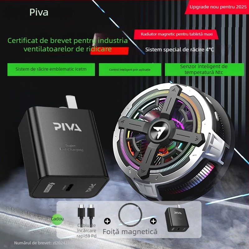 Piva B2MAX a doua generație Ice Blade Max radiator plat cu magnet pentru streaming de jocuri, răcire semiconductor, 27W Type-C, 137g