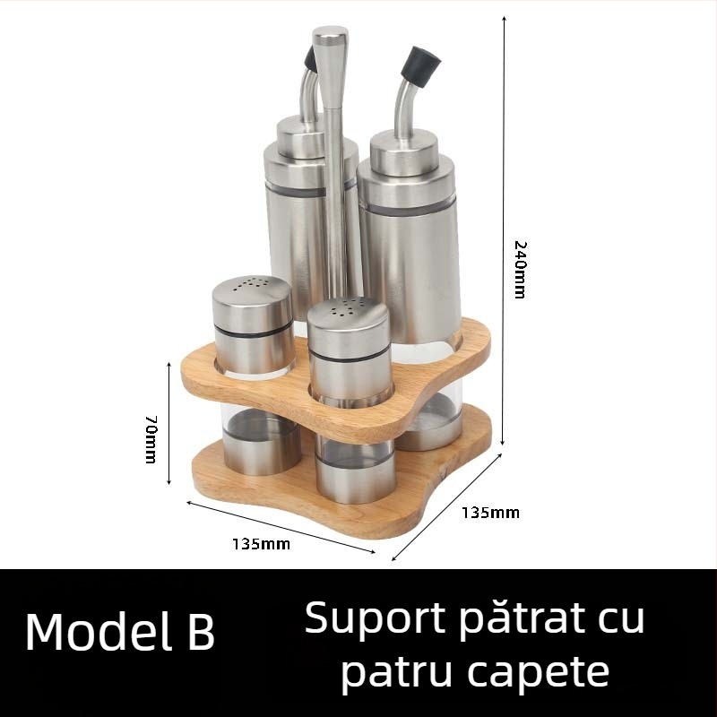 Set de recipiente pentru condimente din oțel inoxidabil pentru hoteluri și restaurante, cu recipient pentru ulei și borcăniță de sare