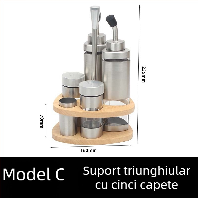 Set de recipiente pentru condimente din oțel inoxidabil pentru hoteluri și restaurante, cu recipient pentru ulei și borcăniță de sare