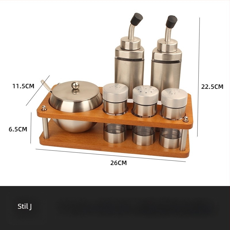Set de recipiente pentru condimente din oțel inoxidabil pentru hoteluri și restaurante, cu recipient pentru ulei și borcăniță de sare