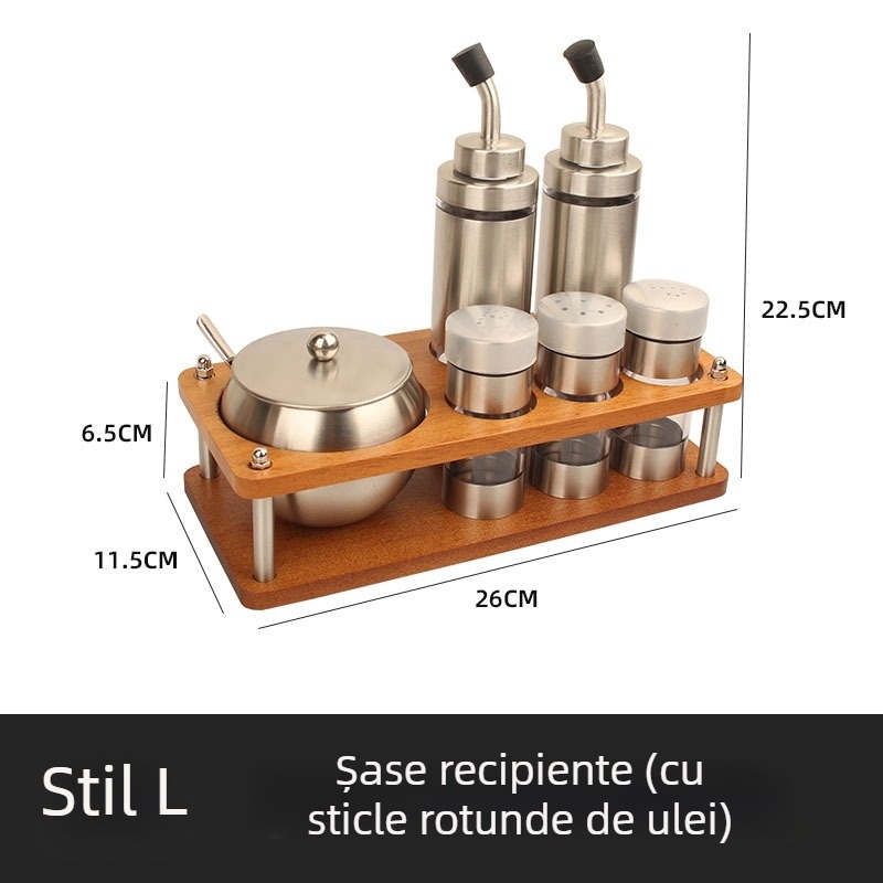Set de recipiente pentru condimente din oțel inoxidabil pentru hoteluri și restaurante, cu recipient pentru ulei și borcăniță de sare