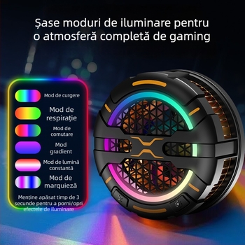 Radiator magnetic pentru jocuri, pentru telefon și tabletă K15, 3 viteze, 15W, ~120 g, USB-C, ABS+PC/aluminiu