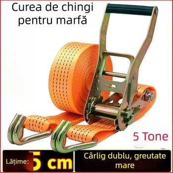 Bandă de prindere cu cârlige duble, capacitate 5 tone, poliester, 1 kg, pentru fixarea încărcăturilor de camion