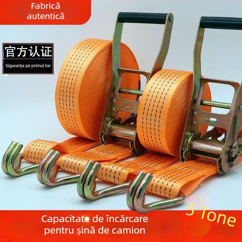 Bandă de prindere cu cârlige duble, capacitate 5 tone, poliester, 1 kg, pentru fixarea încărcăturilor de camion