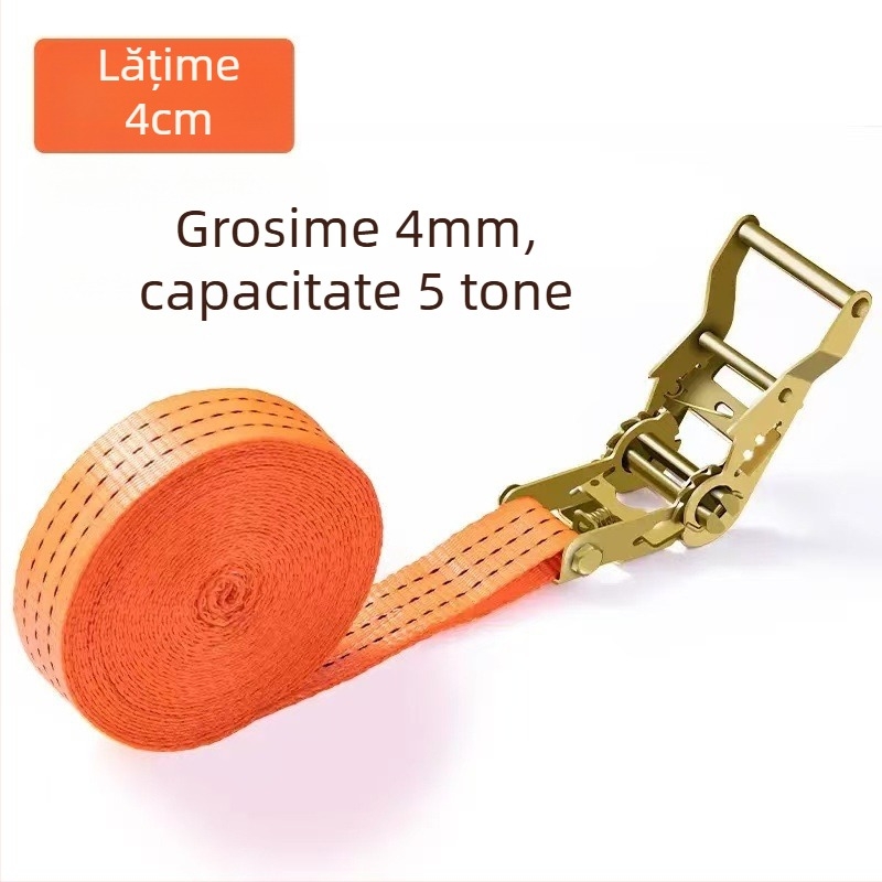 Bandă de prindere cu cârlige duble, capacitate 5 tone, poliester, 1 kg, pentru fixarea încărcăturilor de camion