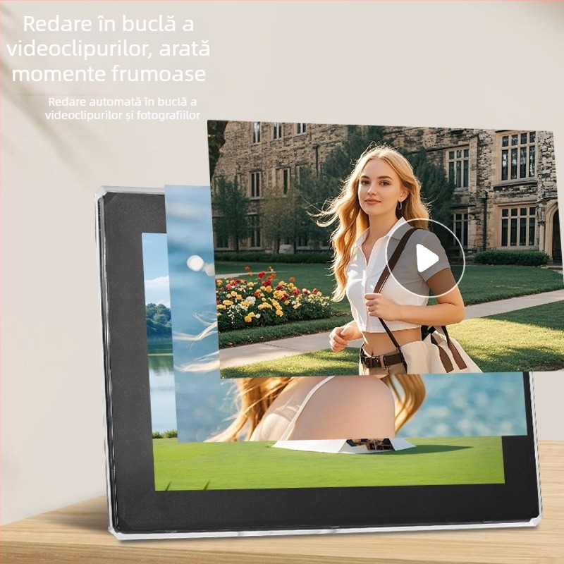MOOARELEI L101 Ramă foto digitală – rezoluție 1280x800, 32GB stocare, suport TF card, formate imagine BMP/JPEG/PNG/JPG, redare muzică și video