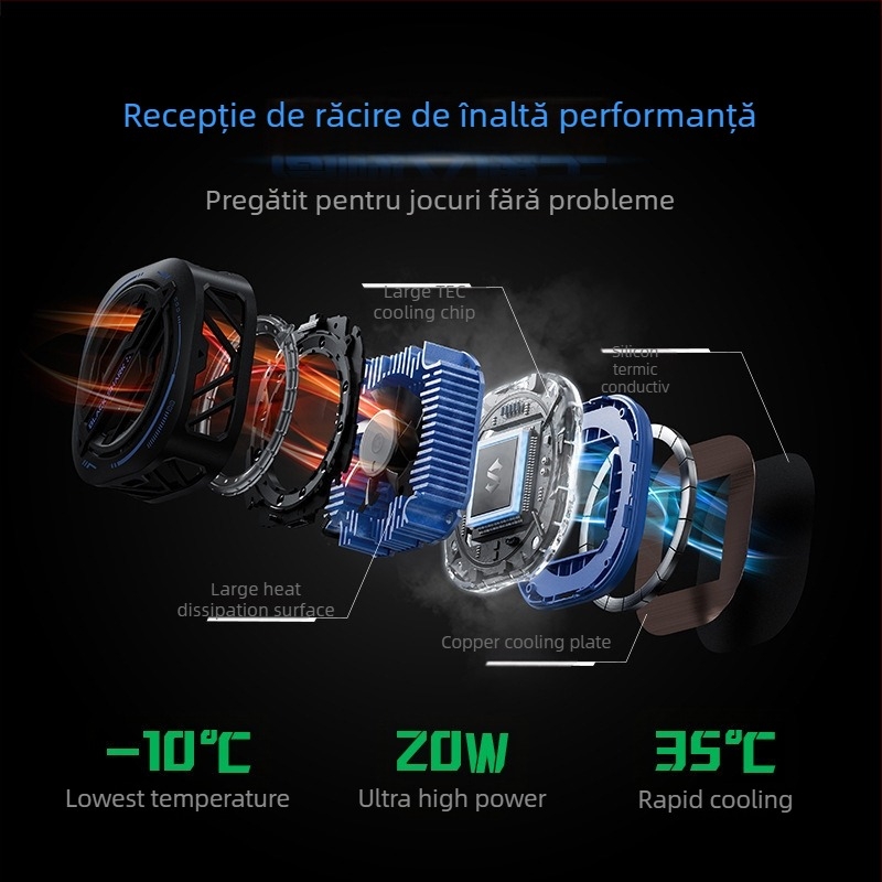 Clip de răcire dorsal magnetic pentru Black Shark 3 Pro, interfață Type-C, corp ABS, funcție răcire