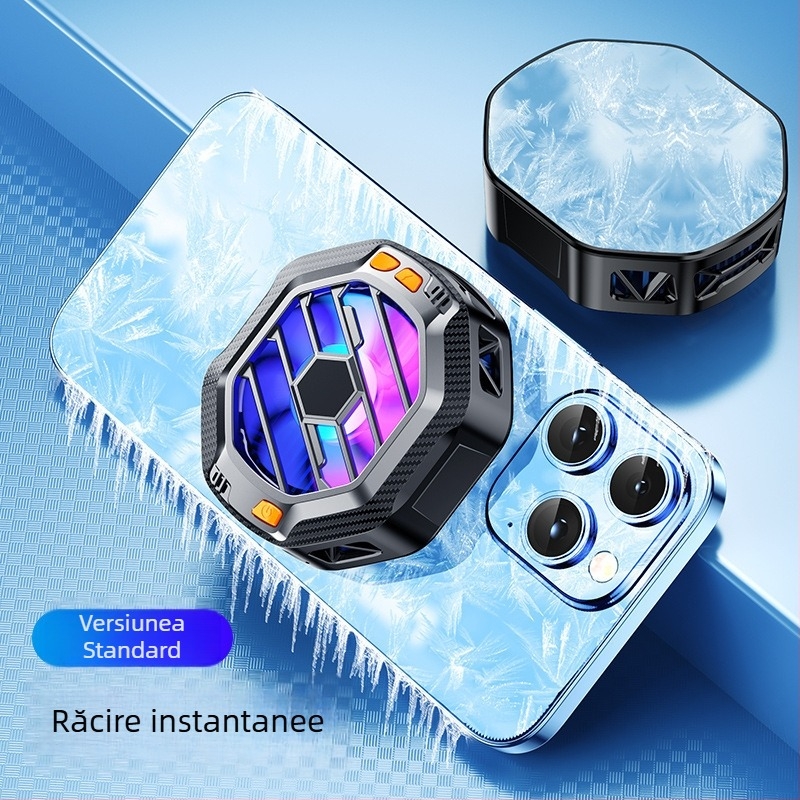 Răcitor pentru telefon cu încărcare wireless X60, răcire pe bază de semiconductori, fixare magnetică, interfață Type-C, ABS+aluminiu aliaj+magnet, 80 g, compatibil cu Apple și Android