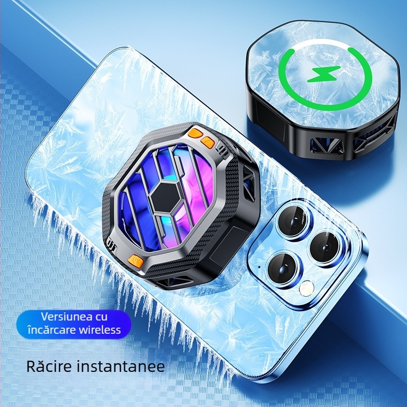 Răcitor pentru telefon cu încărcare wireless X60, răcire pe bază de semiconductori, fixare magnetică, interfață Type-C, ABS+aluminiu aliaj+magnet, 80 g, compatibil cu Apple și Android