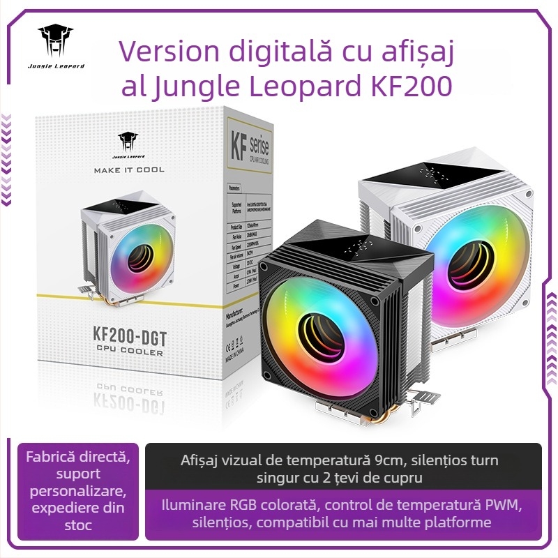 Cooler CPU pentru PC desktop, construcție din cupru-aluminiu, răcire cu țevi de cupru, rulmenți hidraulici, silențios, design antialunecare