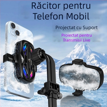Clips de răcire pentru partea din spate a telefonului cu iluminare RGB și trei afișaje digitale (Model: 12, Putere: 15W, Greutate: 158 g, Material: ABS+PC+aliaj de aluminiu, Interfață: Type-C)