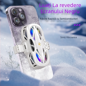 Clips de răcire pentru partea din spate a telefonului cu iluminare RGB și trei afișaje digitale (Model: 12, Putere: 15W, Greutate: 158 g, Material: ABS+PC+aliaj de aluminiu, Interfață: Type-C)