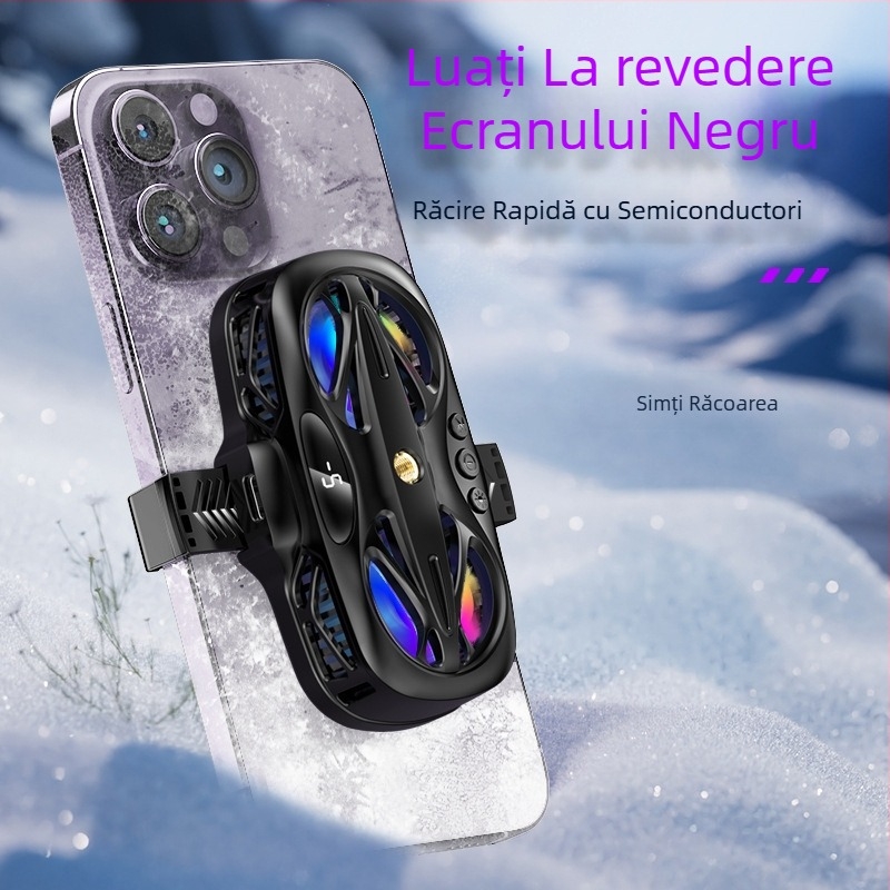 Clips de răcire pentru partea din spate a telefonului cu iluminare RGB și trei afișaje digitale (Model: 12, Putere: 15W, Greutate: 158 g, Material: ABS+PC+aliaj de aluminiu, Interfață: Type-C)