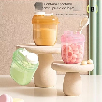 Dijin cutie portabilă divizată pentru pudra de lapte, porții pentru o masă, depozitare rezistentă la umezeală, pentru bebeluși 0–1 ani