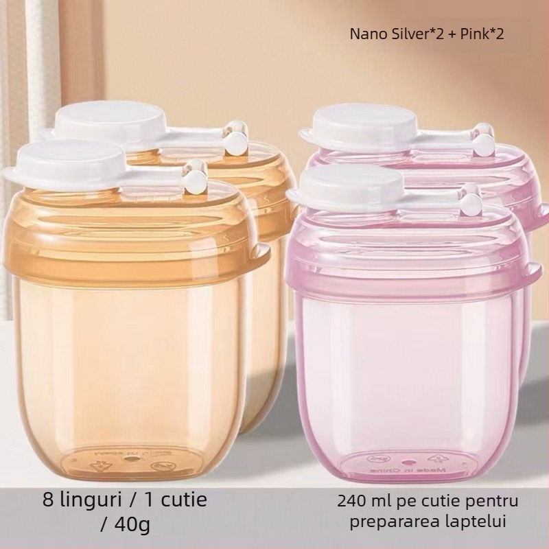 Dijin cutie portabilă divizată pentru pudra de lapte, porții pentru o masă, depozitare rezistentă la umezeală, pentru bebeluși 0–1 ani