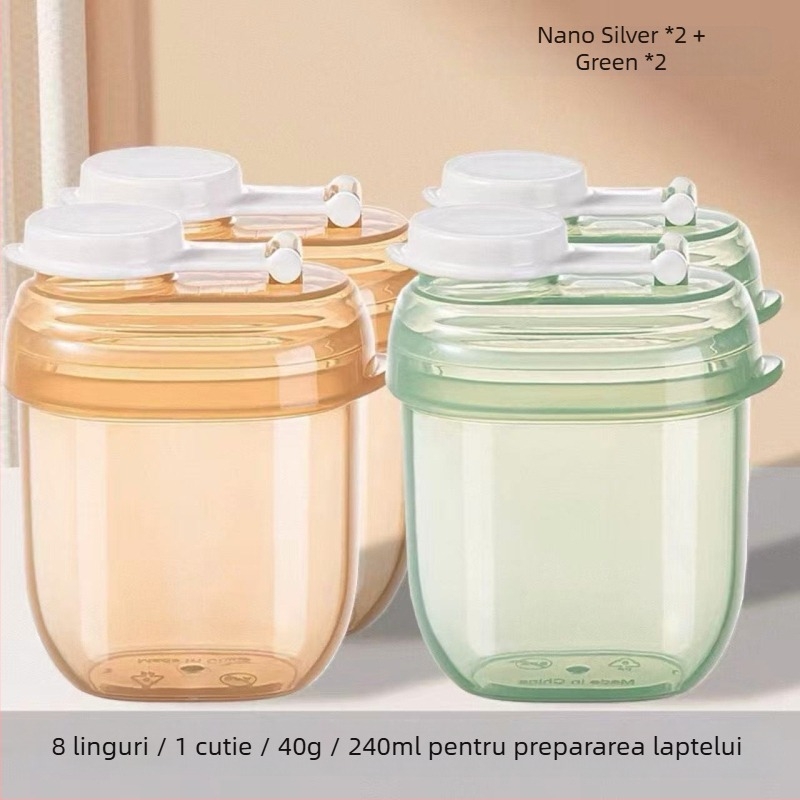Dijin cutie portabilă divizată pentru pudra de lapte, porții pentru o masă, depozitare rezistentă la umezeală, pentru bebeluși 0–1 ani