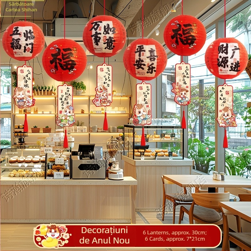 Lampion din hârtie — decor festiv în stil sărbătorilor pentru Festivalul de Primăvară, recuzită de amenajare a spațiilor/vitrinelor