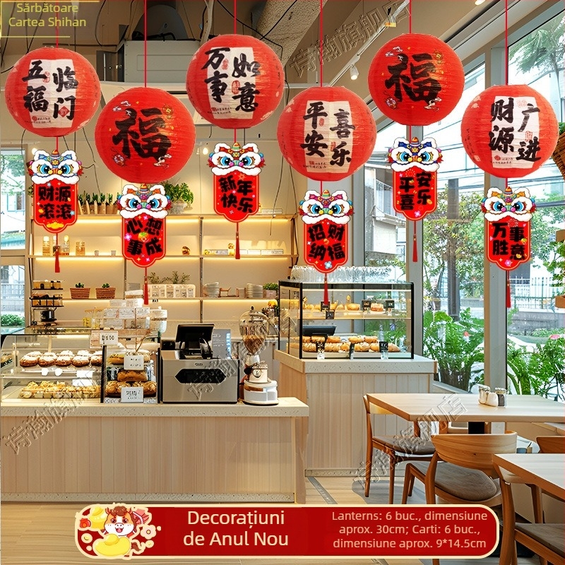 Lampion din hârtie — decor festiv în stil sărbătorilor pentru Festivalul de Primăvară, recuzită de amenajare a spațiilor/vitrinelor