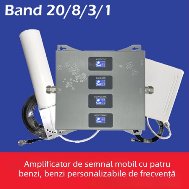Repetor de semnal mobil Quad-Band (900–2600 MHz) – acoperire 300–1000 m², Compatibil cu întreaga rețea