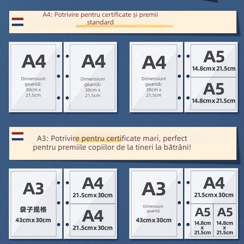Carte de colecție pentru certificate – suprafață din piele, 40 de pagini, fără siglă, cadou pentru copii și colegi