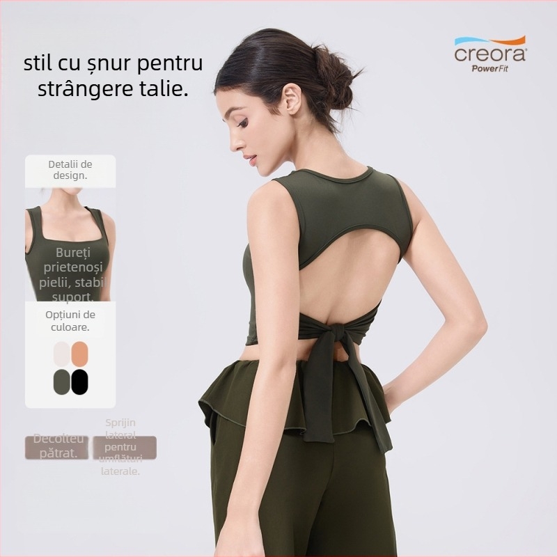 Sutien sport pentru femei, top de tip vestă pentru alergare, cupă completă, cupă model mediu, bretele fixe duble, material principal nylon 80%, căptușeală nylon 80%