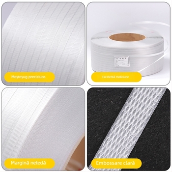 Bandă de ambalare PP transparentă pentru logistică și electrocasnice | potrivită pentru mașini automate și semi-automate | rezistență la tracțiune 100 kg