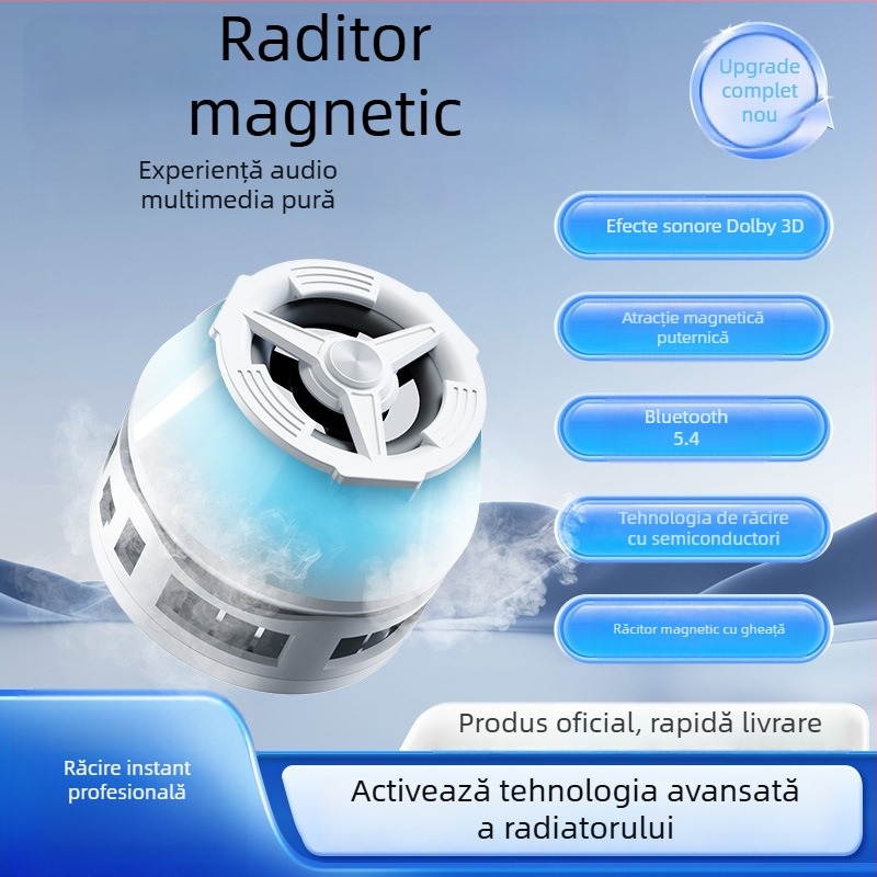 Zl18 Cooler magnetic pentru telefon cu răcire pe bază de semiconductori și difuzor Bluetooth încorporat – 10W, ABS, USB-C, 106g