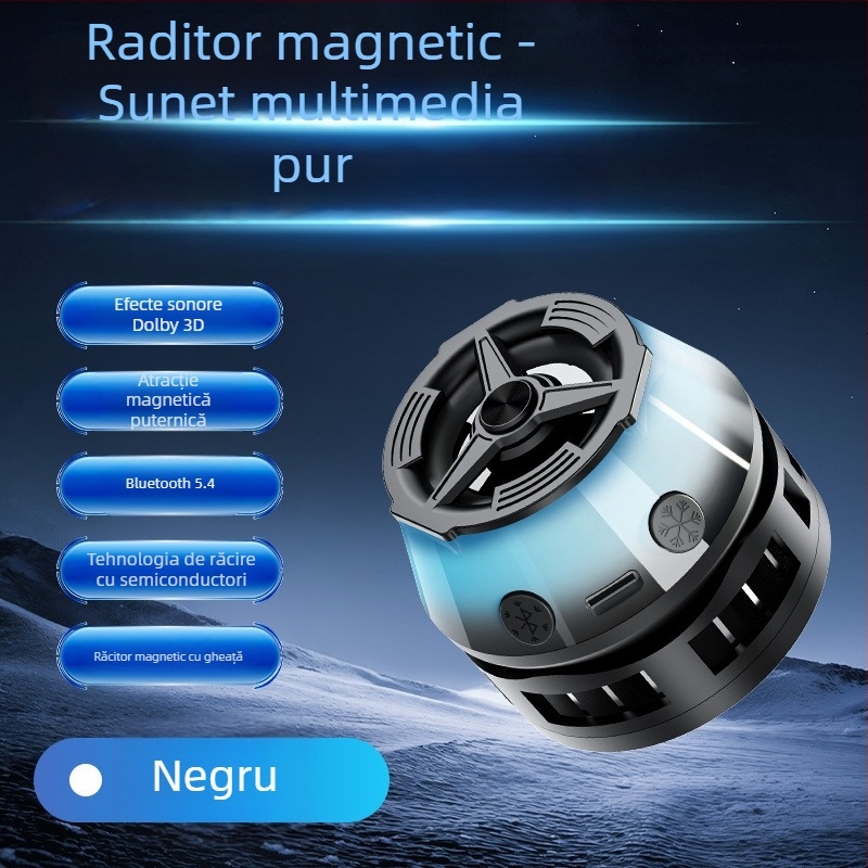 Zl18 Cooler magnetic pentru telefon cu răcire pe bază de semiconductori și difuzor Bluetooth încorporat – 10W, ABS, USB-C, 106g