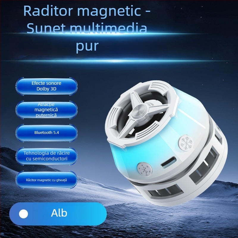 Zl18 Cooler magnetic pentru telefon cu răcire pe bază de semiconductori și difuzor Bluetooth încorporat – 10W, ABS, USB-C, 106g