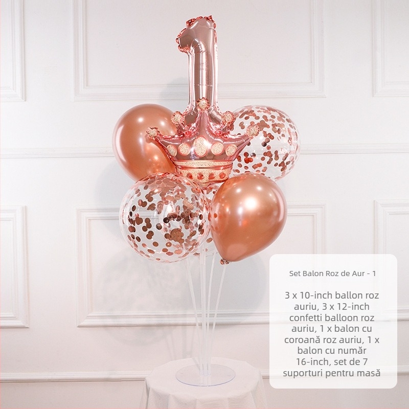 Coloană de baloane pentru zi de naștere cu cifrele 0–9, folie de aluminiu, potrivită pentru primul an de viață și evenimente sportive