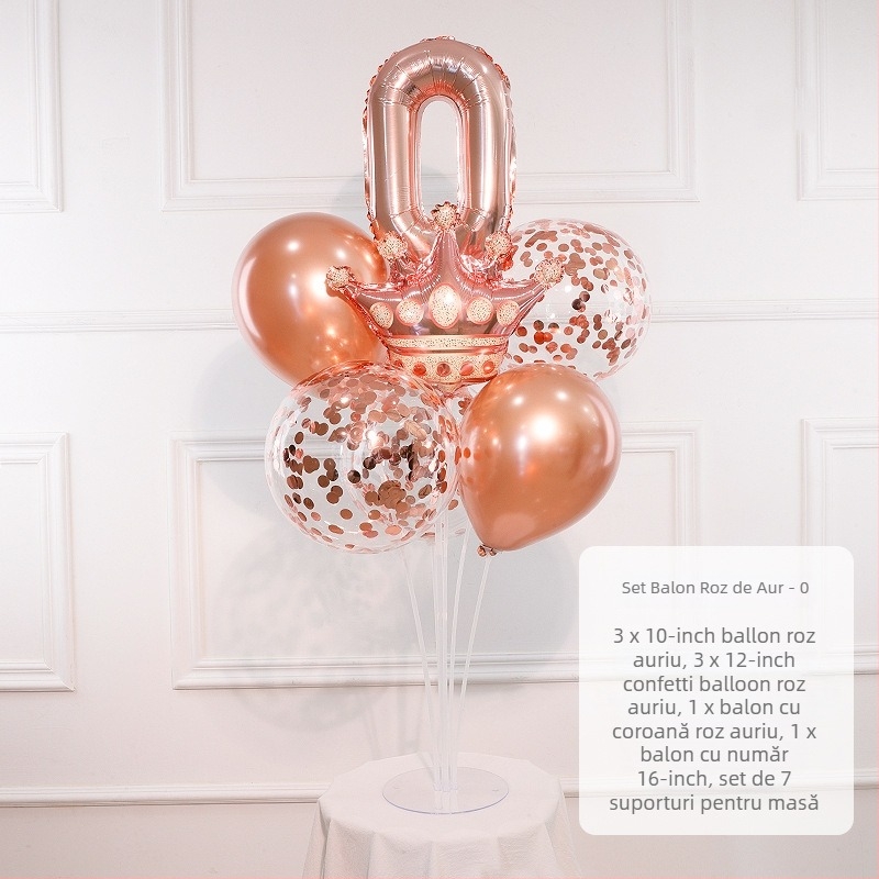 Coloană de baloane pentru zi de naștere cu cifrele 0–9, folie de aluminiu, potrivită pentru primul an de viață și evenimente sportive