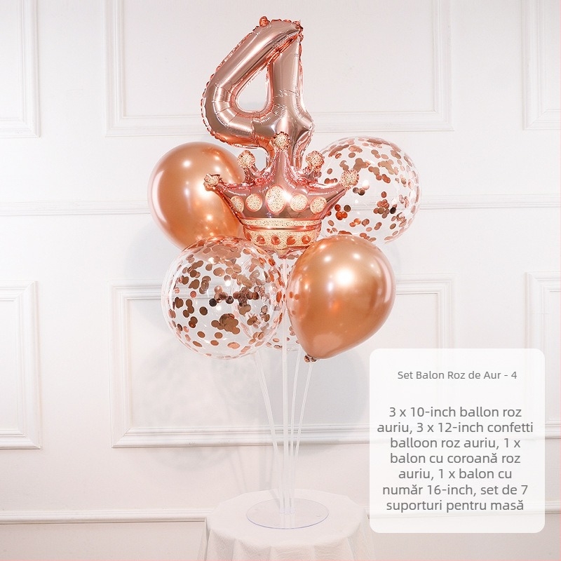 Coloană de baloane pentru zi de naștere cu cifrele 0–9, folie de aluminiu, potrivită pentru primul an de viață și evenimente sportive