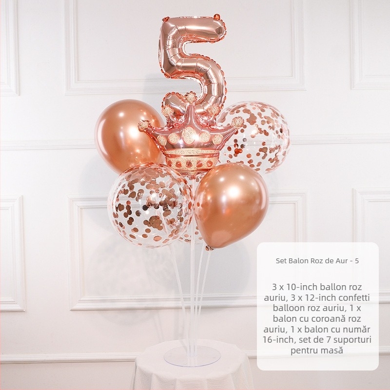 Coloană de baloane pentru zi de naștere cu cifrele 0–9, folie de aluminiu, potrivită pentru primul an de viață și evenimente sportive