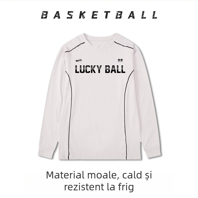 Uniformă de baschet cu mâneci lungi – respirabilă, uscare rapidă, 100% poliester, guler rotund, pentru bărbați și femei