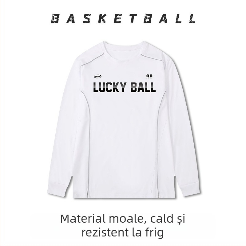 Uniformă de baschet cu mâneci lungi – respirabilă, uscare rapidă, 100% poliester, guler rotund, pentru bărbați și femei