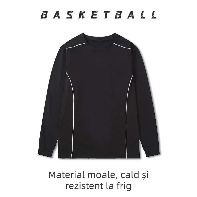 Uniformă de baschet cu mâneci lungi – respirabilă, uscare rapidă, 100% poliester, guler rotund, pentru bărbați și femei