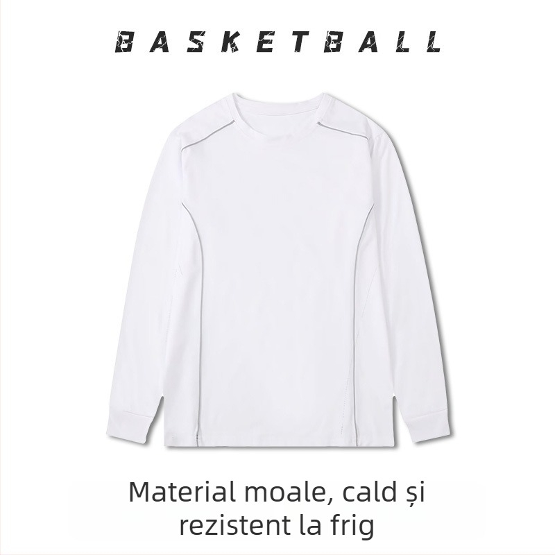Uniformă de baschet cu mâneci lungi – respirabilă, uscare rapidă, 100% poliester, guler rotund, pentru bărbați și femei