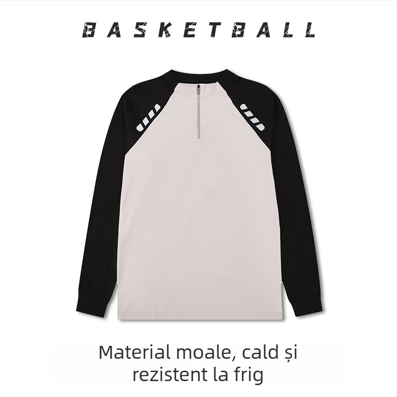 Uniformă de baschet cu mâneci lungi – respirabilă, uscare rapidă, 100% poliester, guler rotund, pentru bărbați și femei