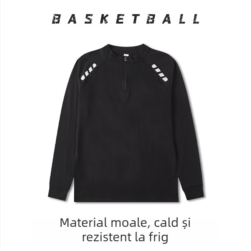 Uniformă de baschet cu mâneci lungi – respirabilă, uscare rapidă, 100% poliester, guler rotund, pentru bărbați și femei